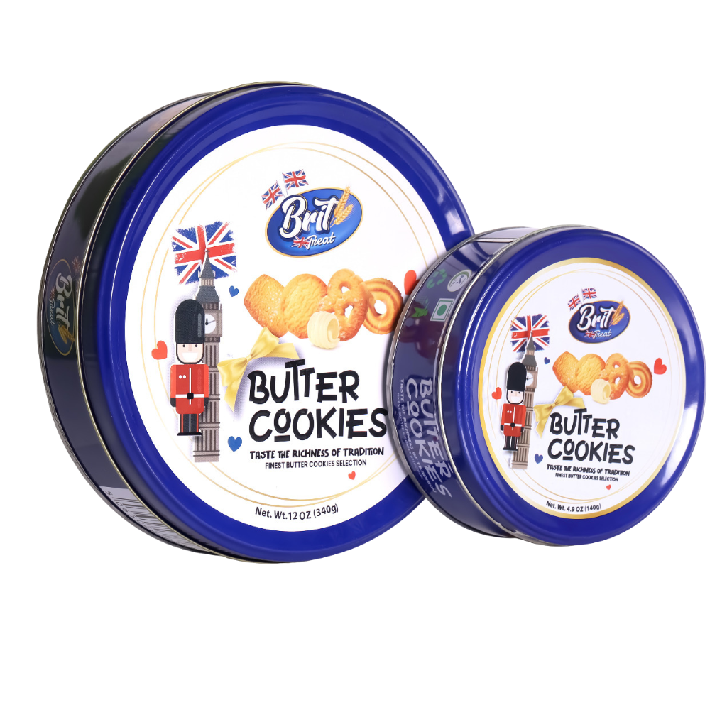 Blue Brit Treat Butter Cookie Tins